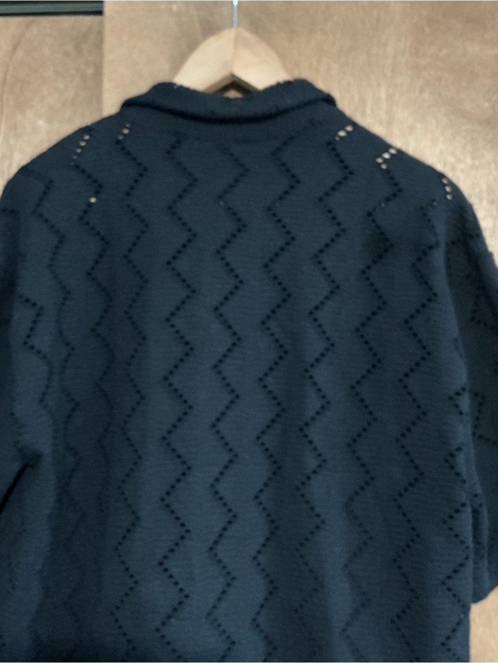 Zara Black Openwork Button-Front Knit Heavyweight Shirt - Picture 4 of 6